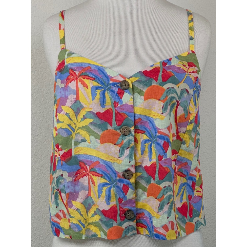 Marine Layer Tropical Print Spaghetti Strap Cami Top - Size Medium